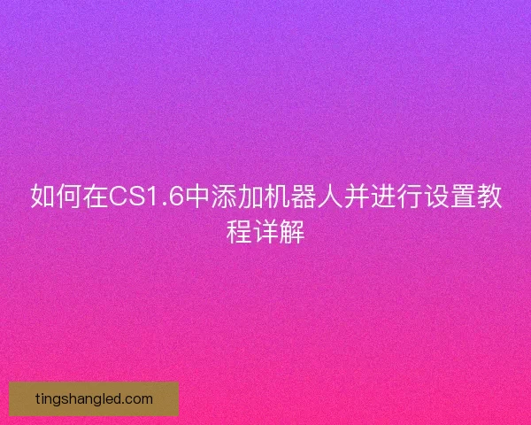 如何在CS1.6中添加机器人并进行设置教程详解