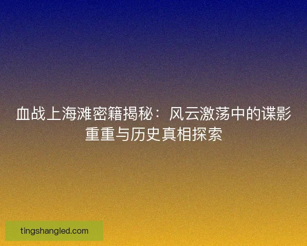 血战上海滩密籍揭秘：风云激荡中的谍影重重与历史真相探索