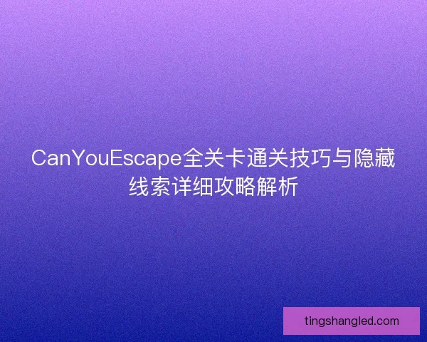 CanYouEscape全关卡通关技巧与隐藏线索详细攻略解析