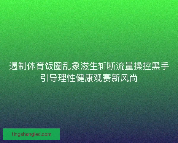 遏制体育饭圈乱象滋生斩断流量操控黑手引导理性健康观赛新风尚